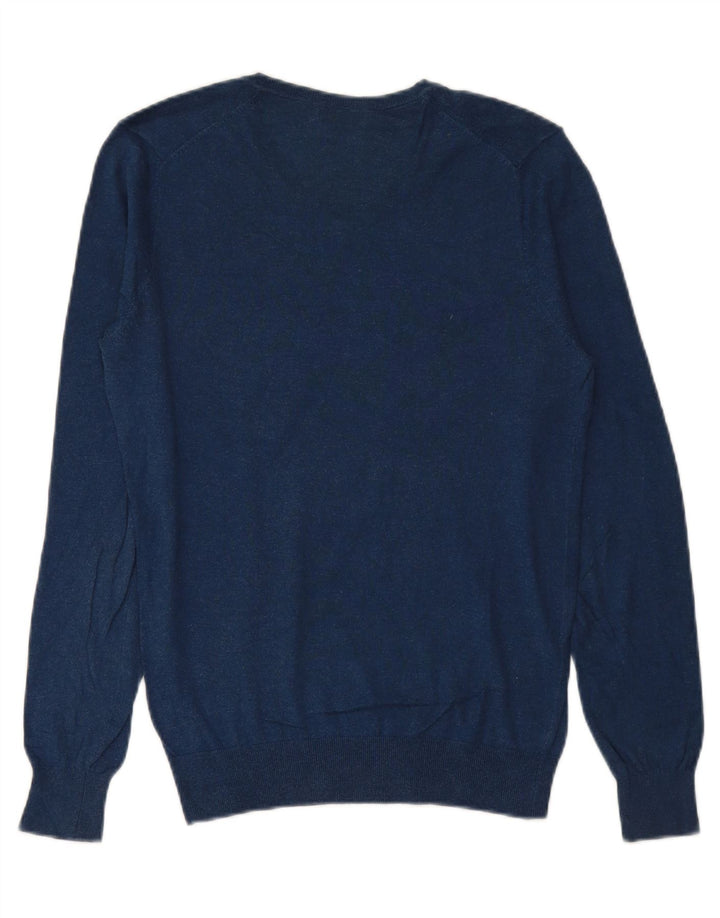 MASSIMO DUTTI Mens V-Neck Jumper Sweater Small Blue Cotton
