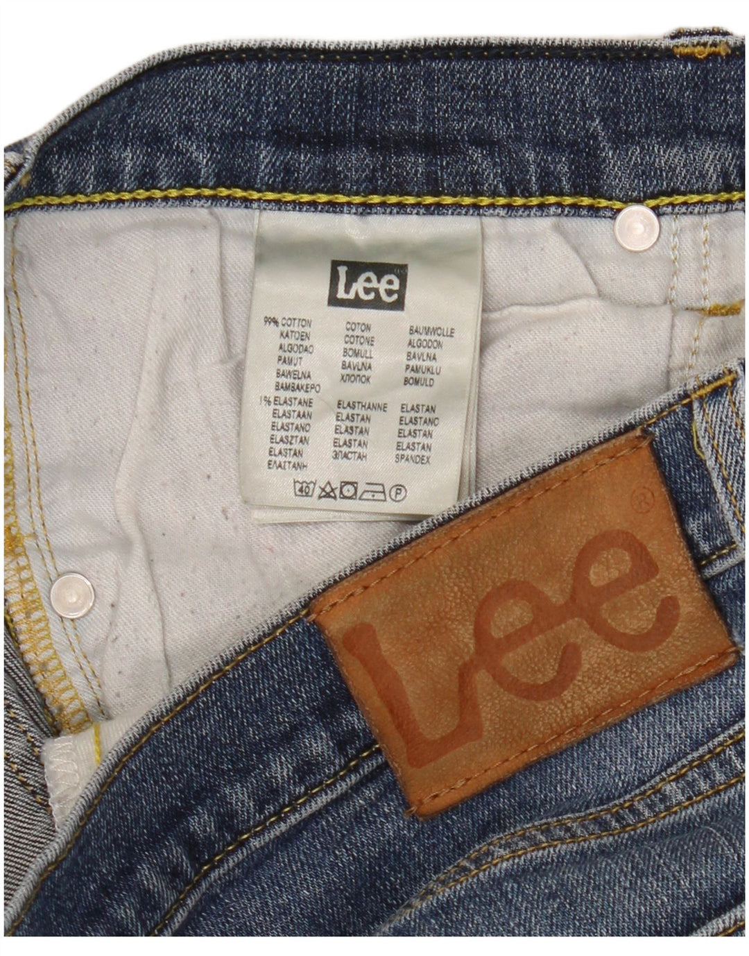 Lee Damen Daren Straight Jeans W34 L30 Blaue Baumwolle