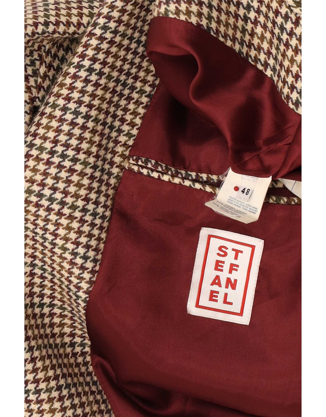 Stefanel Herren-Blazer mit 2 Knöpfen, IT 48, mittelbraunes Hahnentritt-Acetat