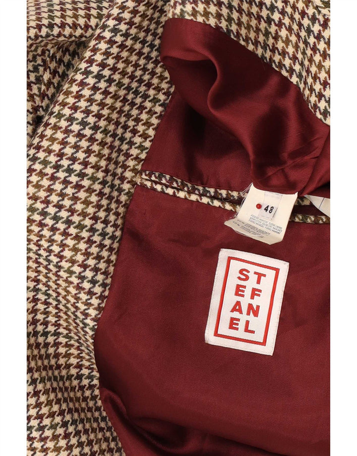 Stefanel Herren-Blazer mit 2 Knöpfen, IT 48, mittelbraunes Hahnentritt-Acetat