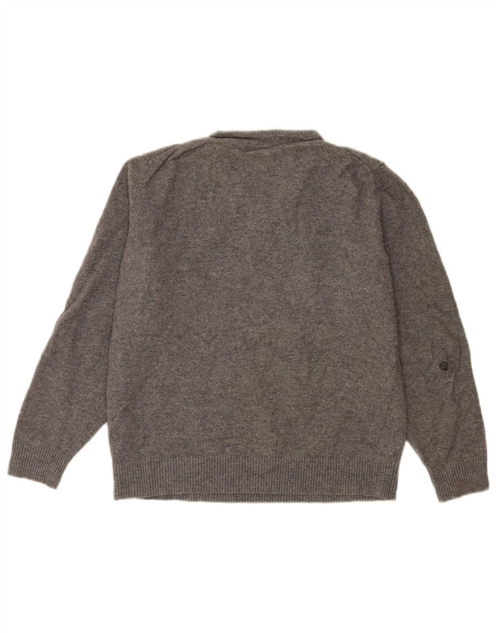 Massimo Dutti Damen-Pullover mit V-Ausschnitt, große graue Wolle