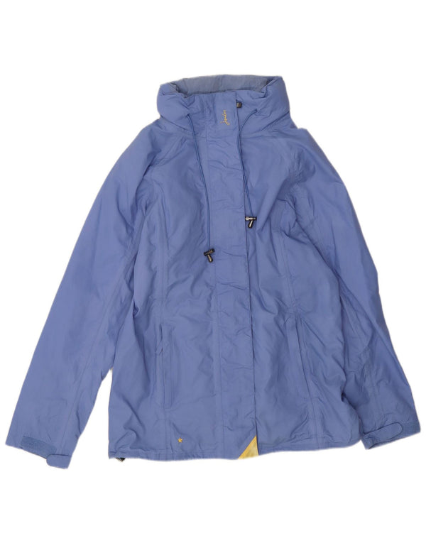 Joules Womens Hooded Oversized Rain Jacket UK 10 Small Blau Polyester