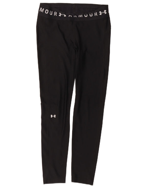 Under Armour Damen Heat Gear Graphic Leggings UK 14 Large Schwarz Polyester