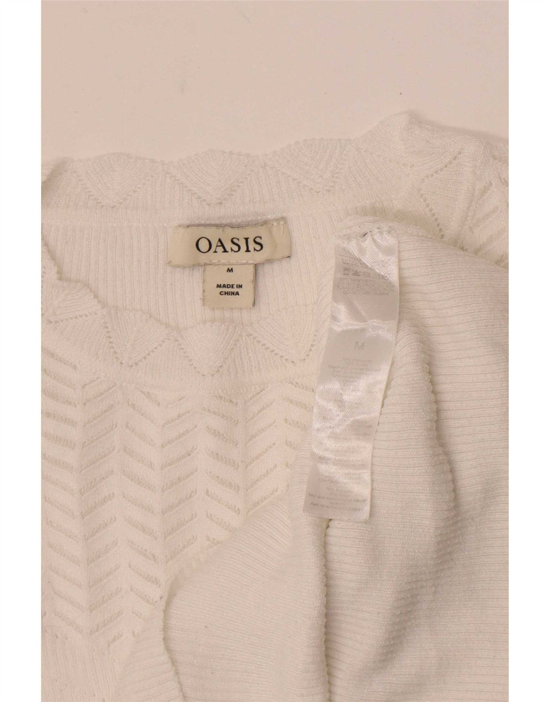 Oasis Damen-Pullover mit Rundhalsausschnitt, UK 12, Mittelweiß, Polyester