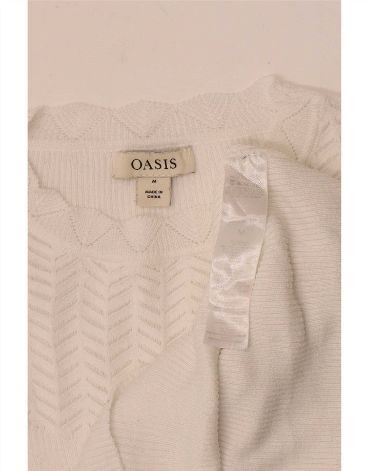Oasis Damen-Pullover mit Rundhalsausschnitt, UK 12, Mittelweiß, Polyester