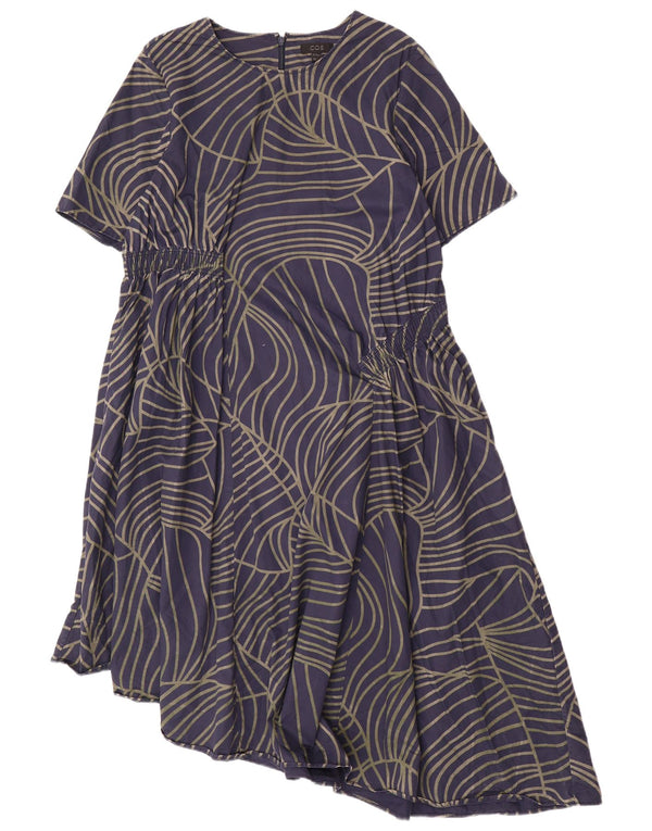 COS Damen Asymmetrisches Kleid EU 42 Große marineblaue geometrische Baumwolle