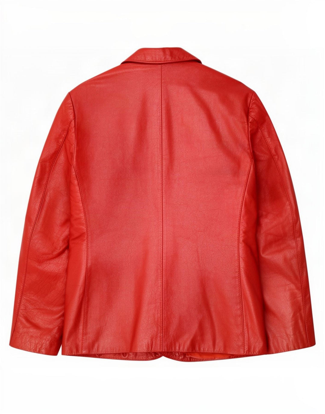 Vintage Damen 2-Knopf-Lederblazerjacke UK 12 Mittelrot