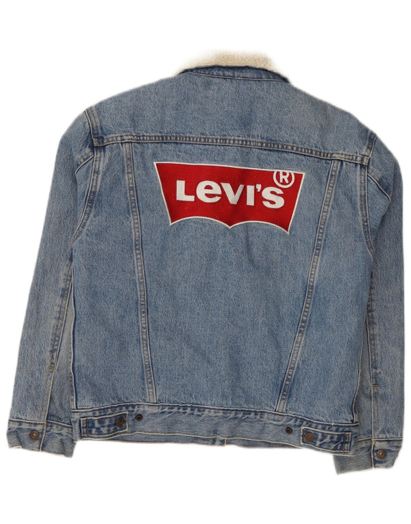 Levi's Damen Graphic Sherpa Denim Jacke UK 10 Small Blau Baumwolle