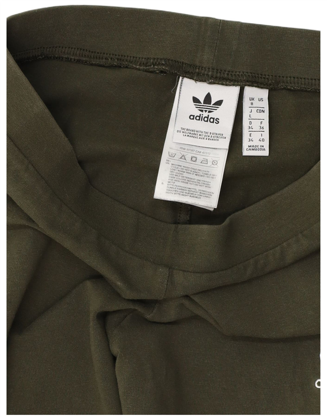 Adidas Damen Leggings UK 8 Small Khaki Baumwolle