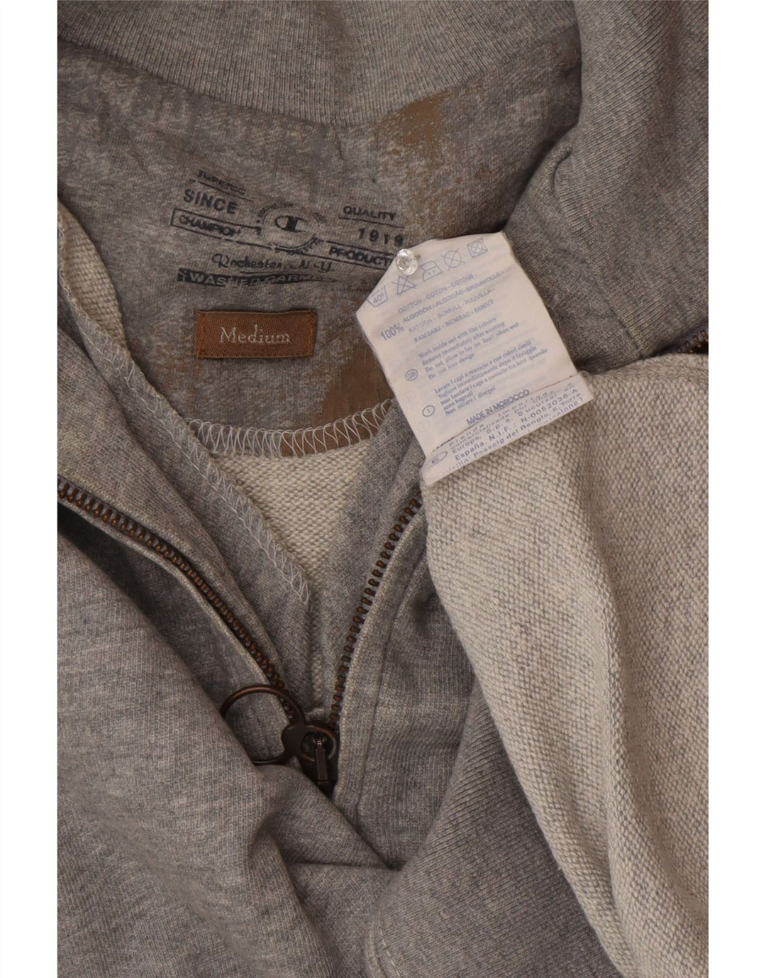 Champion Herren-Sweatshirt mit Reißverschluss am Hals, mittelgraue Baumwolle