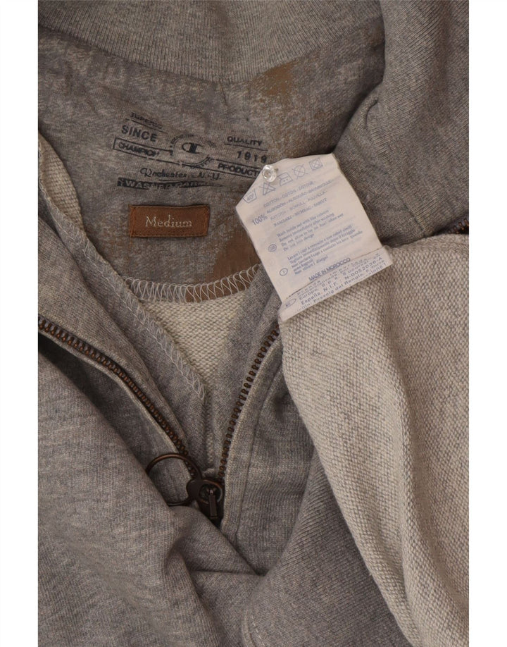 Champion Herren-Sweatshirt mit Reißverschluss am Hals, mittelgraue Baumwolle