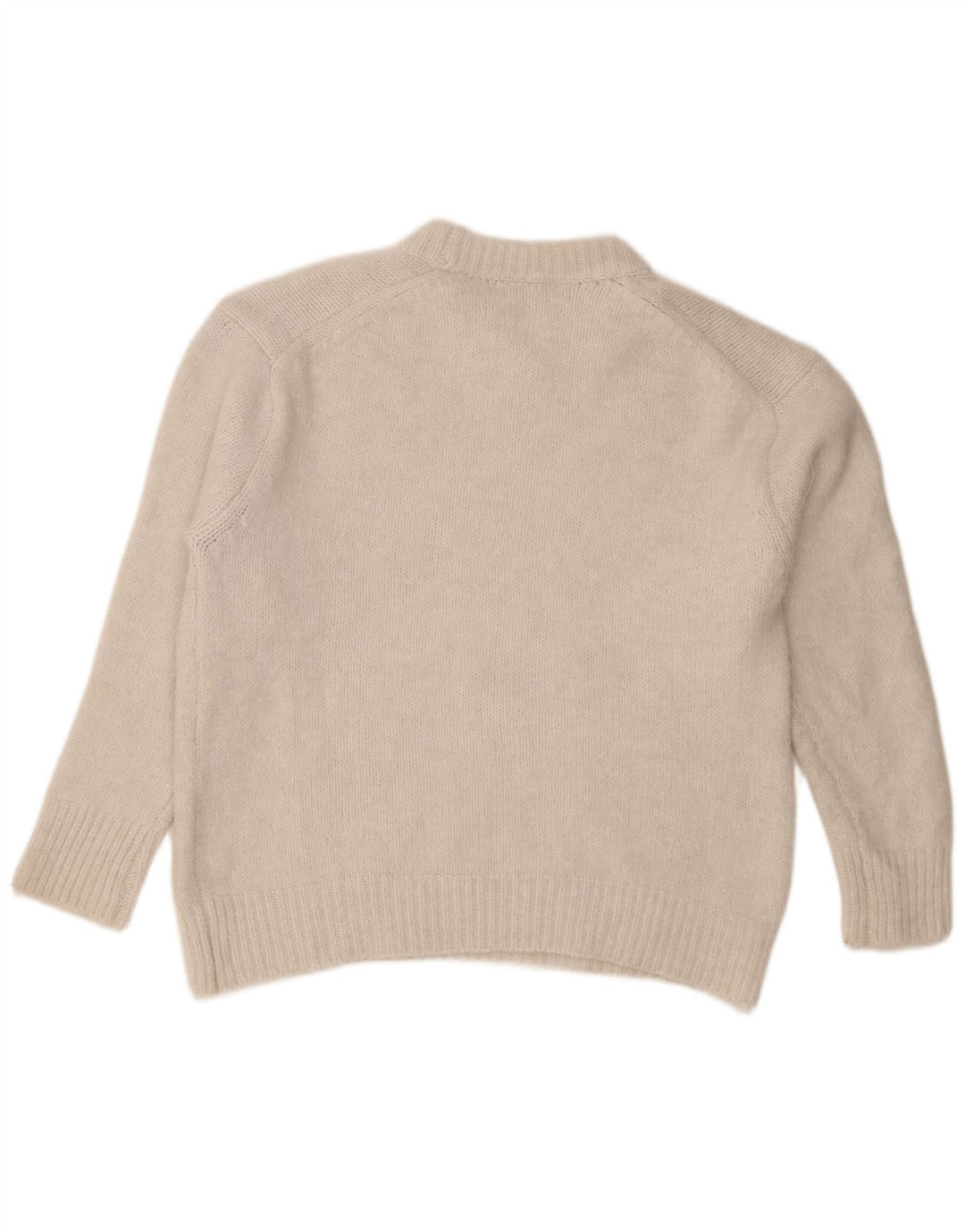 Zara Damen-Pullover, übergroß, Rundhalsausschnitt, UK 14, Mittelweiß, Polyester