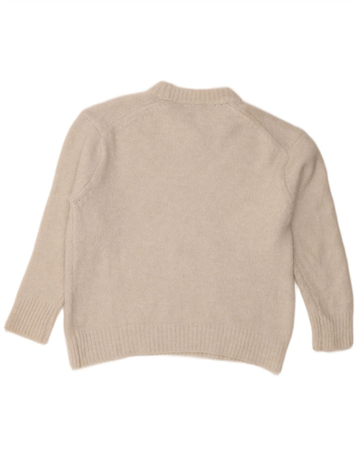 Zara Damen-Pullover, übergroß, Rundhalsausschnitt, UK 14, Mittelweiß, Polyester