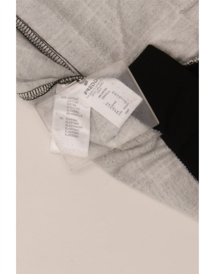 Freddy Womens Graphic Zip Hoodie Sweater UK 10 Small Grau kariert Baumwolle