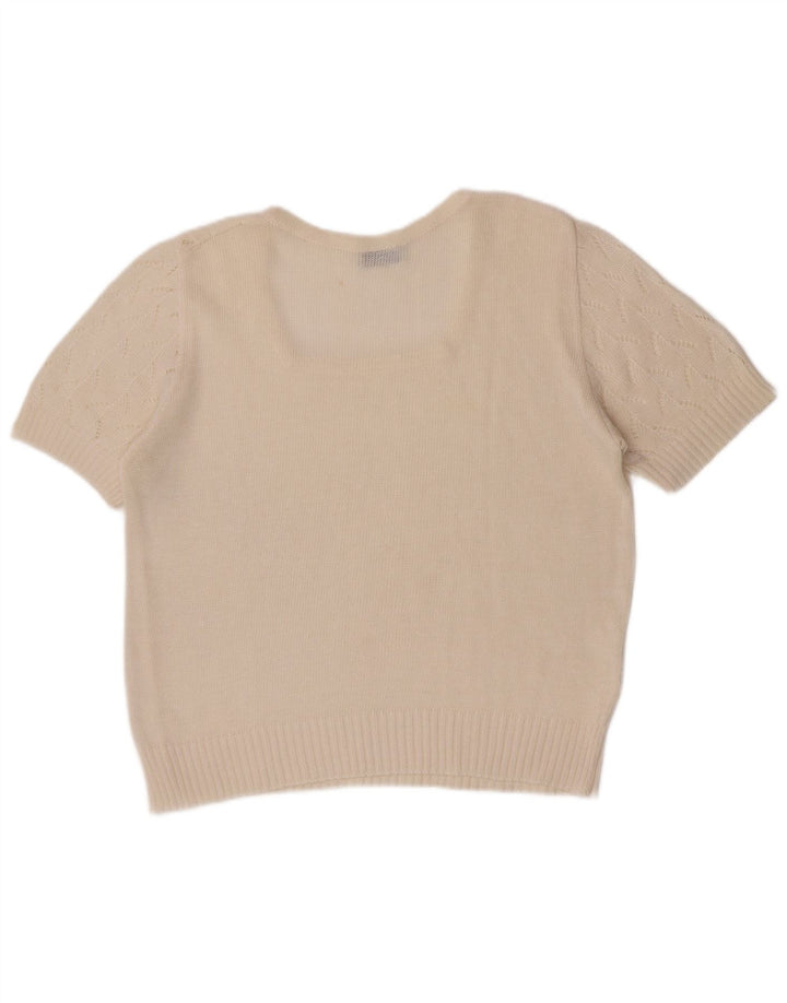 Sangiorgio Damen-Blusenoberteil, kurzärmelig, normal, UK-Gr. 14, Mittel, gebrochenes Weiß