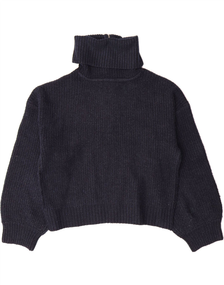 FRENCH CONNECTION Womens Zip Neck Jumper Sweater UK 14 Medium Navy Blue Vintage French Connection and Second-Hand French Connection from Messina Hembry 