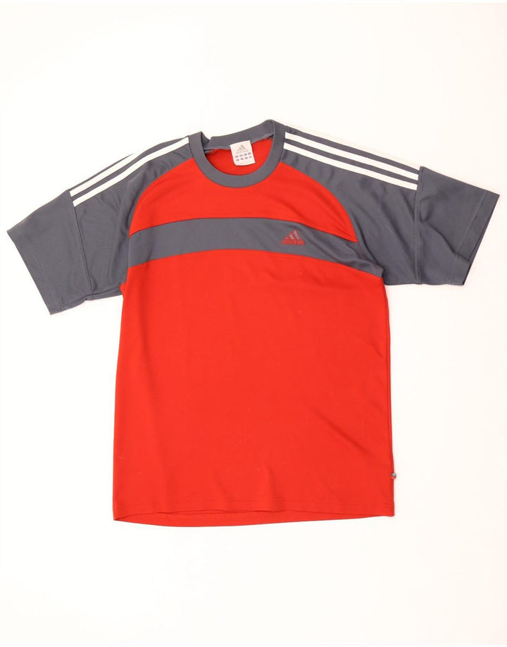 ADIDAS Herren T-Shirt Top UK 42/44 Großes rotes Colourblock-Polyester