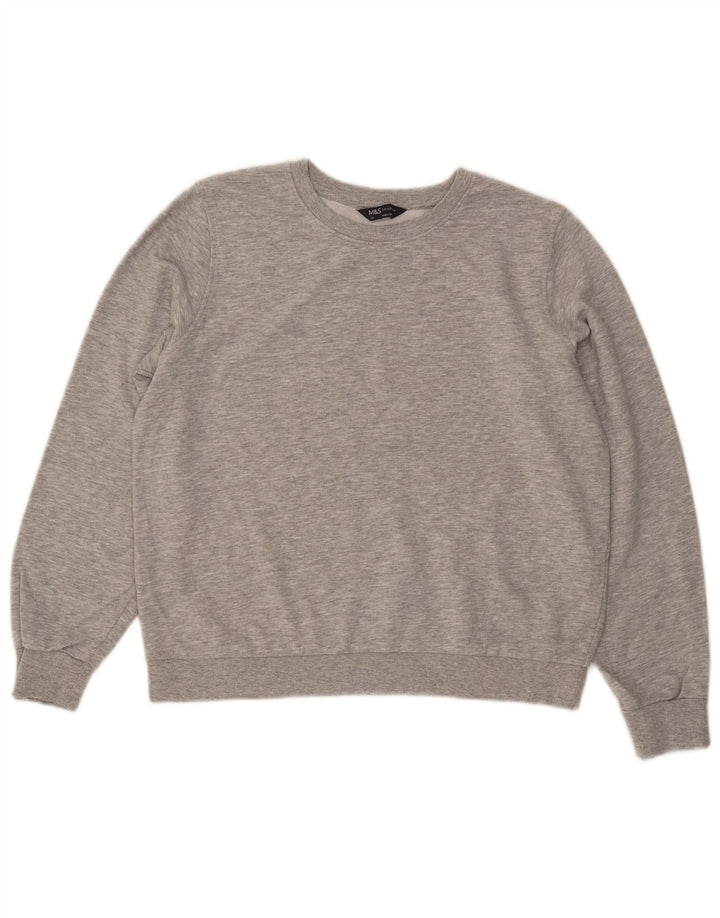 Marks & Spencer Damen Crop Sweatshirt Pullover UK 14 Large Grau meliert
