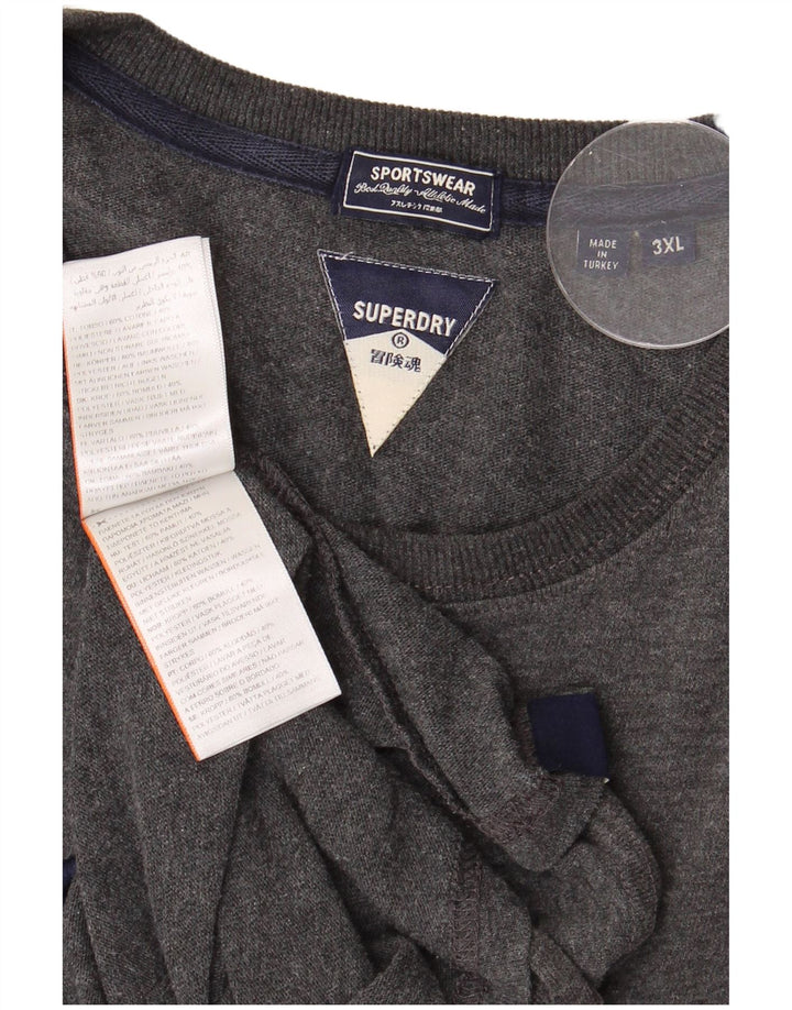 SUPERDRY Herren Grafik-T-Shirt-Oberteil 3XL aus grauer Baumwolle