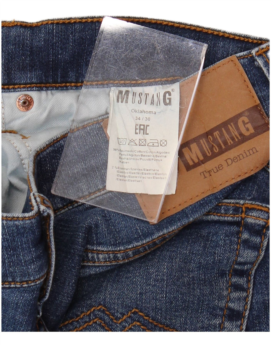 MUSTANG Herren Oklahoma Straight Jeans W34 L30 Blaue Baumwolle