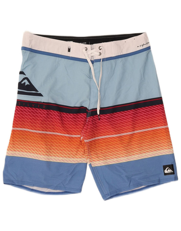 Quiksilver Herren-Badeshorts mit Grafik, mittelblau, gestreift, Polyester