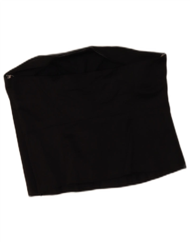 Oasis Damen Crop Trägerloses Top UK 12 Medium Schwarz Baumwolle