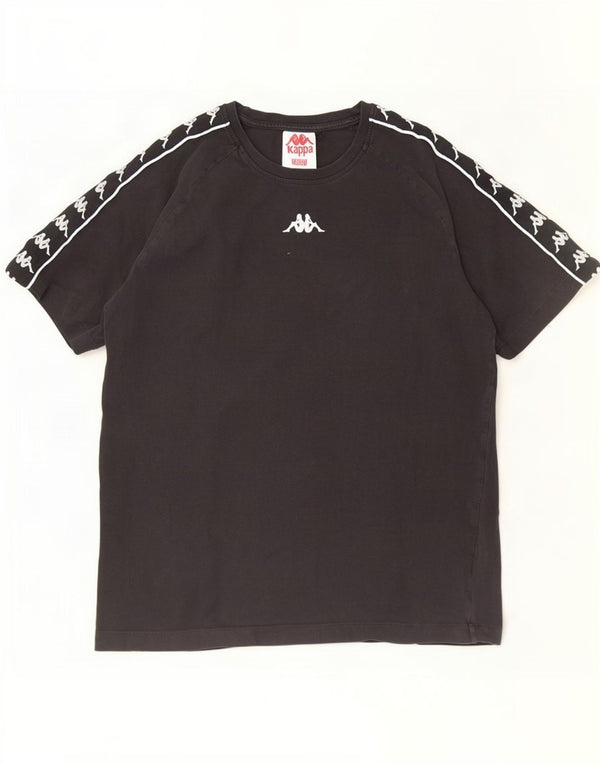 Kappa Herren Grafik-T-Shirt-Oberteil aus mittelschwarzer Baumwolle