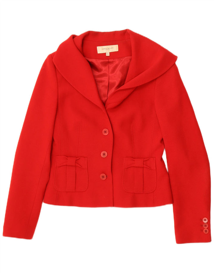 Karen Millen Damen-Blazerjacke mit 3 Knöpfen, UK 12, mittelrote Wolle