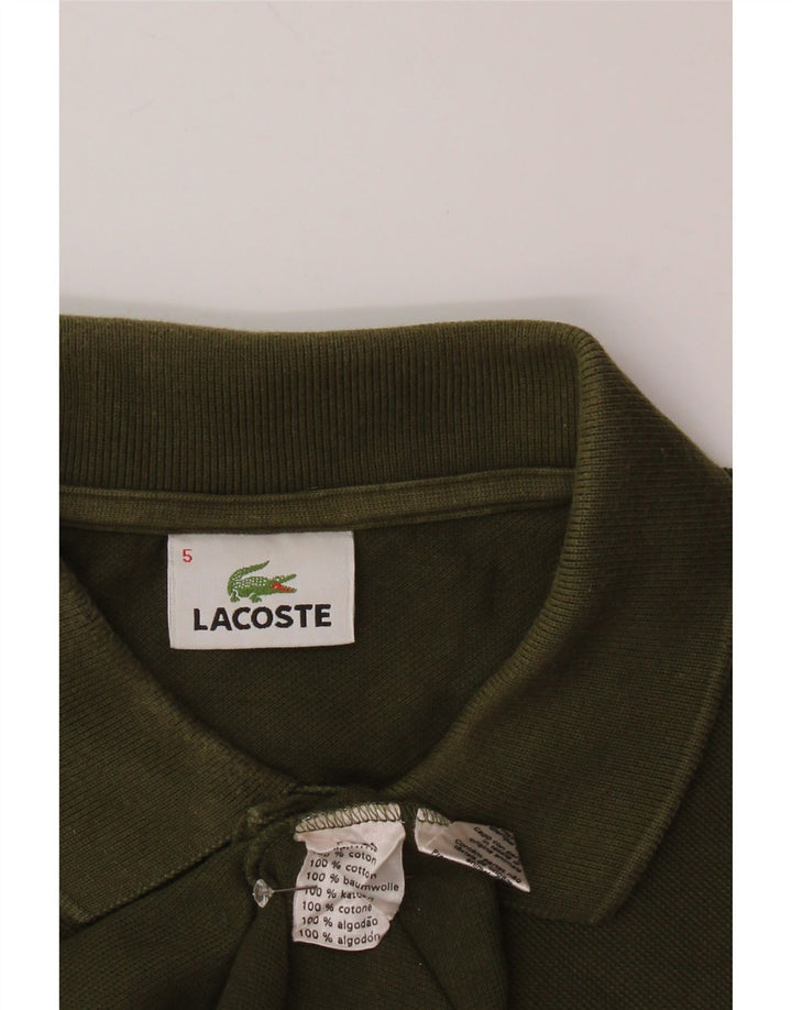 LACOSTE Herren-Poloshirt, Größe 5, große Khaki-Baumwolle