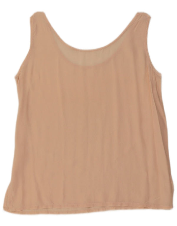 Vintage Damen Ärmelloses Blusentop UK 16 Große rosa Seide