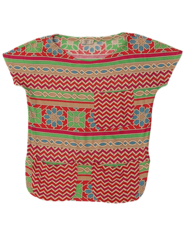 Valentino Damen Blusentop IT 42 Medium Mehrfarbig Geometrisch