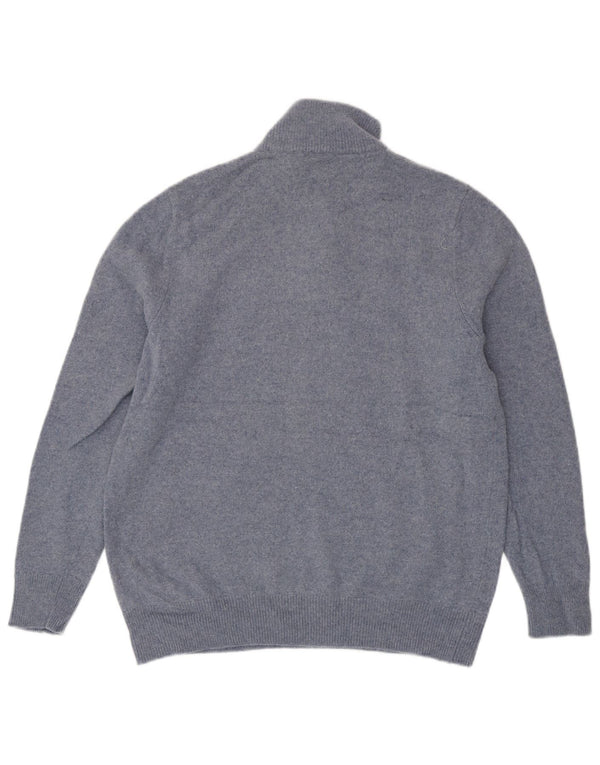 John Lewis Damen-Pullover mit Reißverschluss am Hals, UK 18, XL, blaue Merinowolle