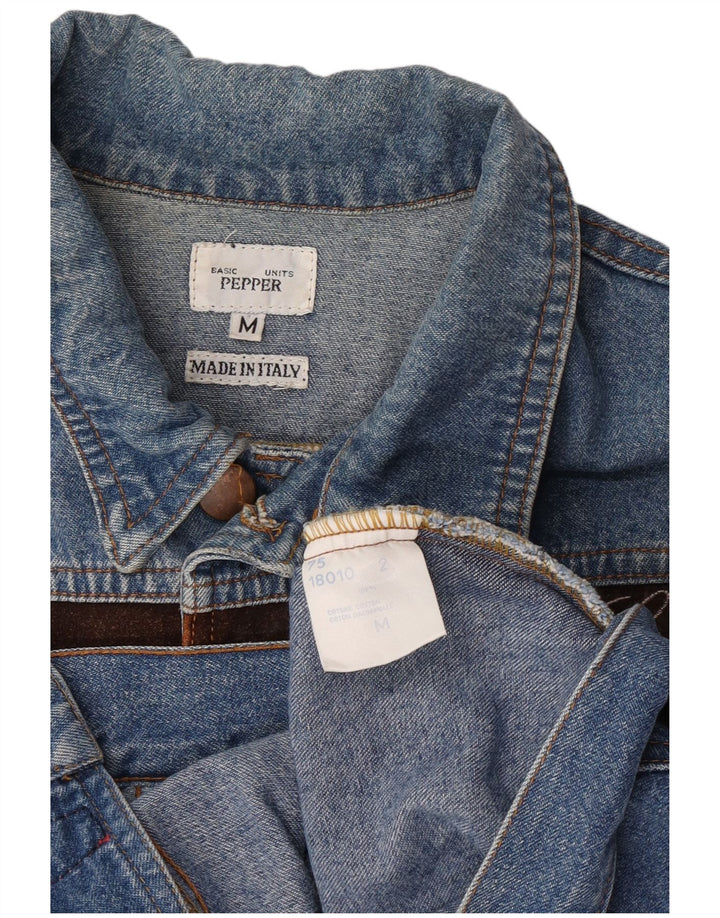 Vintage Damen Crop Oversized Jeansjacke UK 14 Mittelblaue Baumwolle