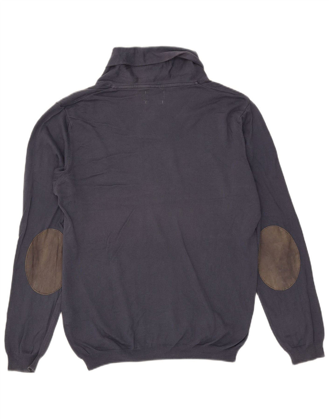 Zara Herren-Pullover mit Schalkragen, mittlere marineblaue Baumwolle