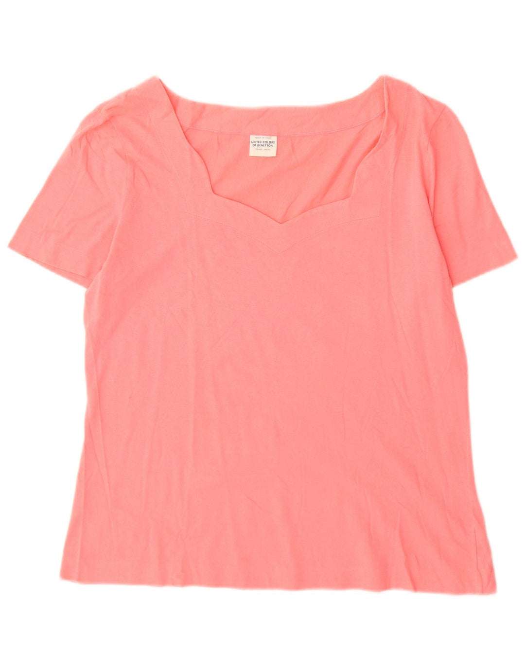 Benetton Damen T-Shirt Top UK 14 Mittelrosa Baumwolle