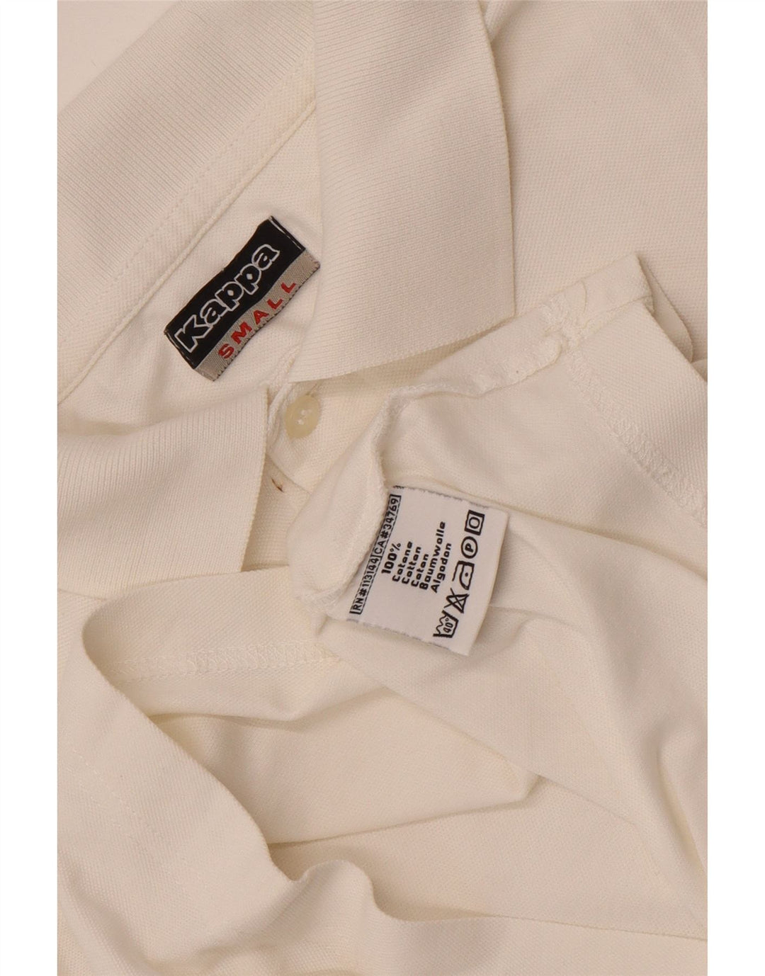 Kappa Herren-Poloshirt, Größe S, weiße Baumwolle