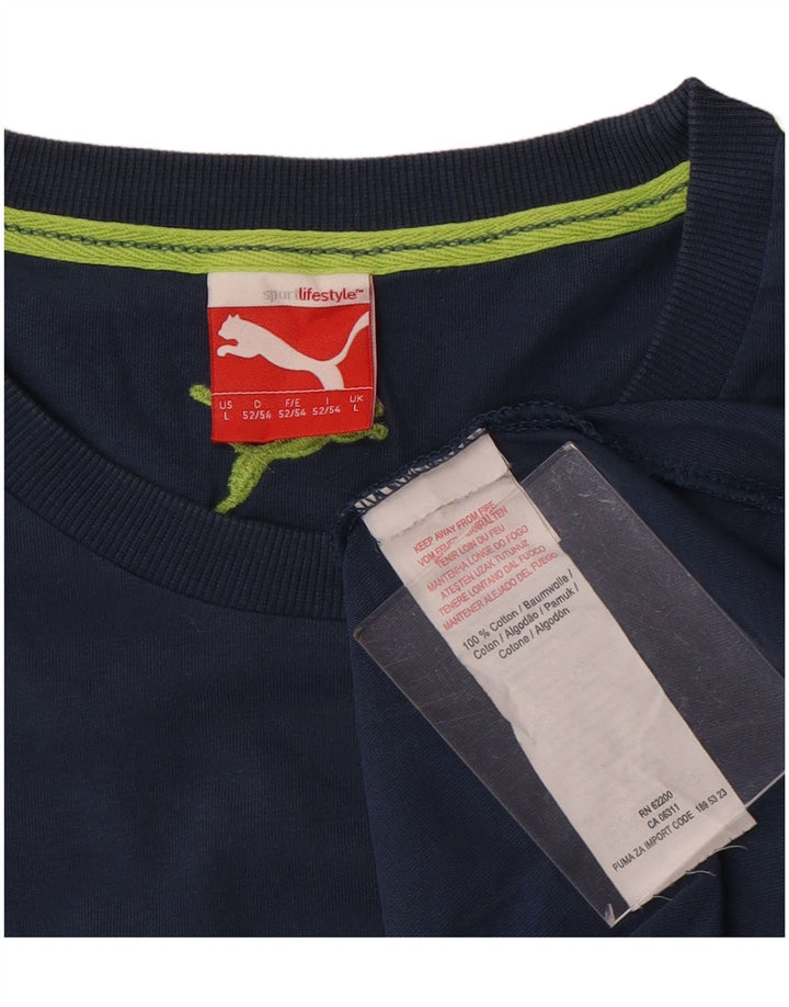 Puma Herren Grafik-T-Shirt, langärmelig, groß, marineblau, Baumwolle