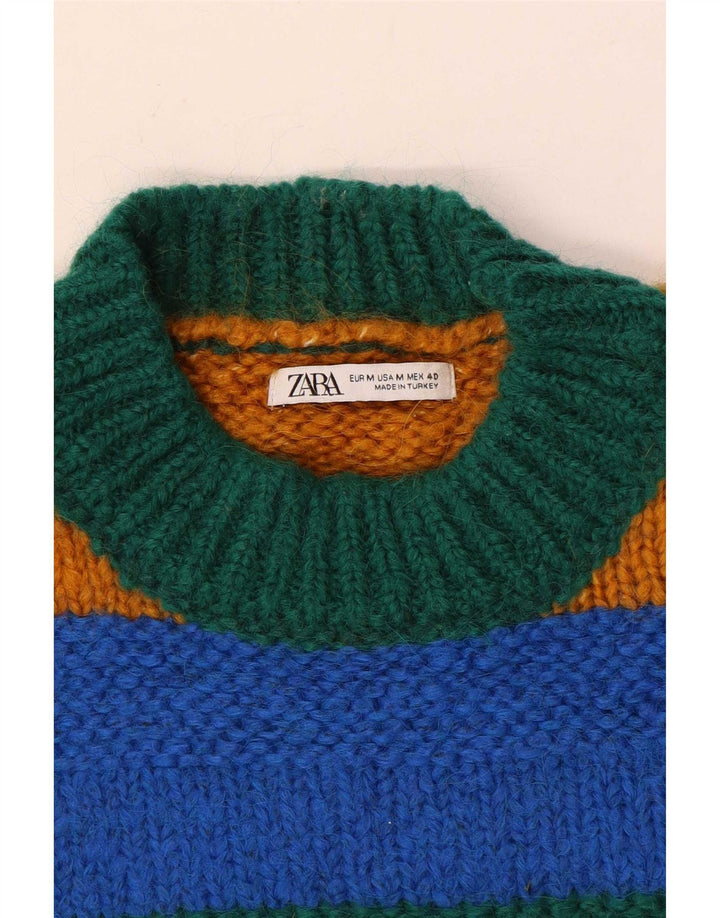 Zara Herren-Pullover mit Rundhalsausschnitt, mittelgroß, mehrfarbig gestreift