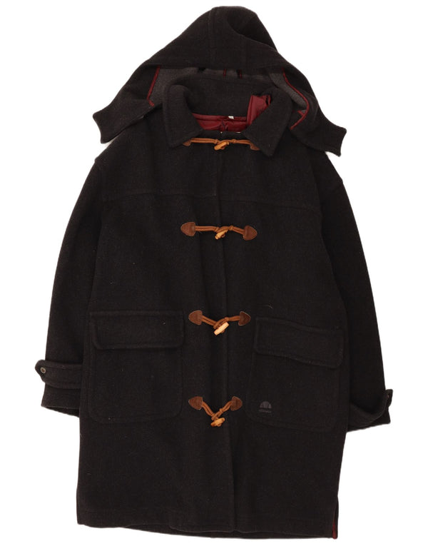 Ellesse Damen-Übergröße-Dufflecoat mit Kapuze IT 54 3XL Schwarze Wolle