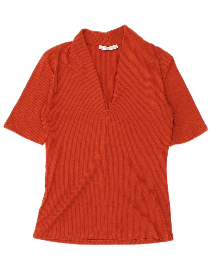 Zara Damen Bluse Top UK 8 Small Orange