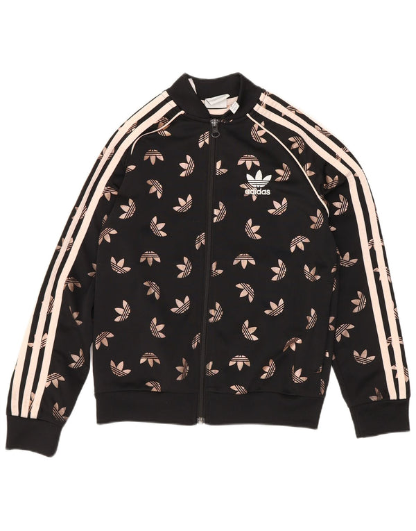 Adidas Jungen Grafik-Trainingsanzug-Top-Jacke, 9–10 Jahre, schwarzes Polyester, Sport