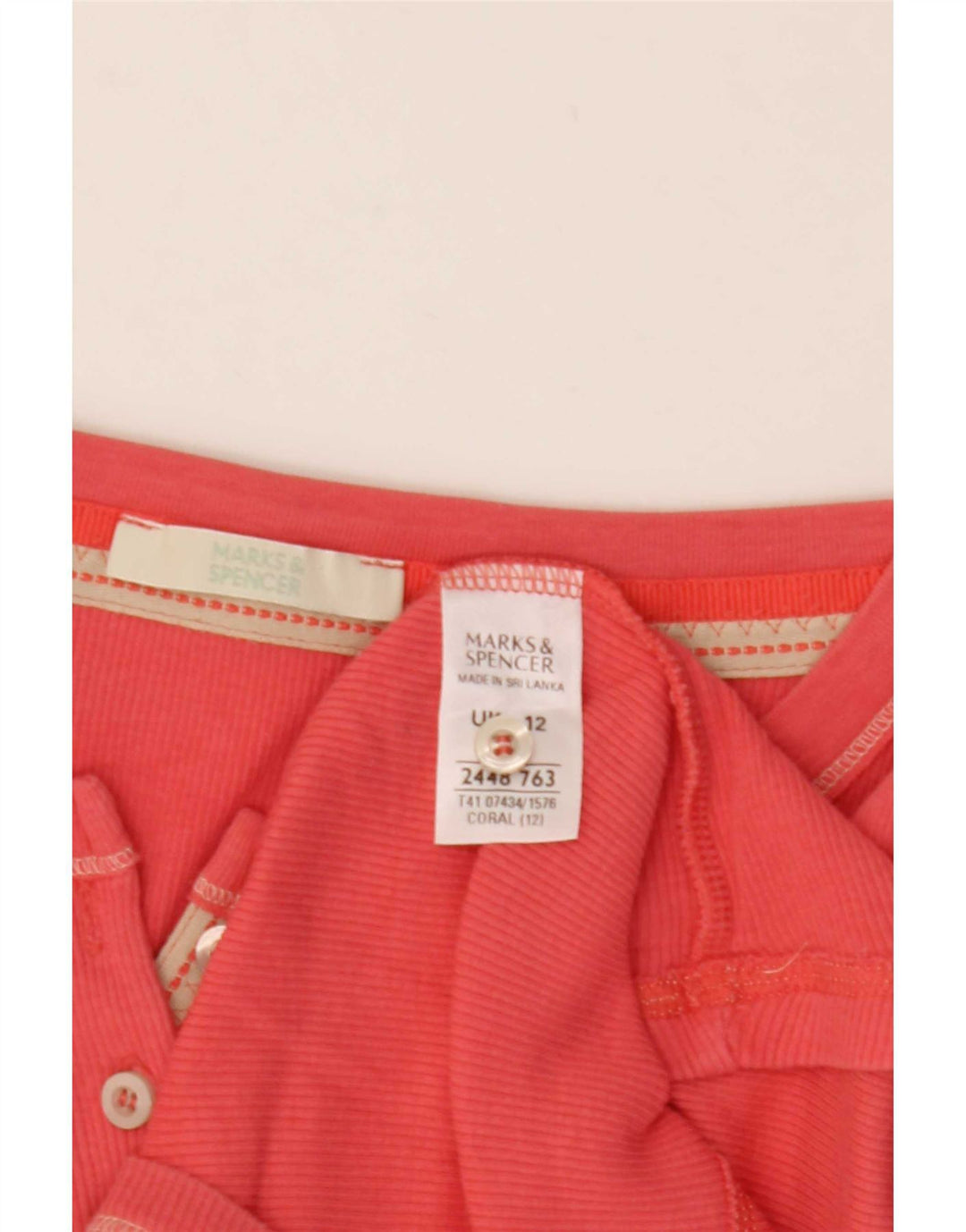 Marks & Spencer Damen Top Langarm UK 12 Mittelrosa Baumwolle