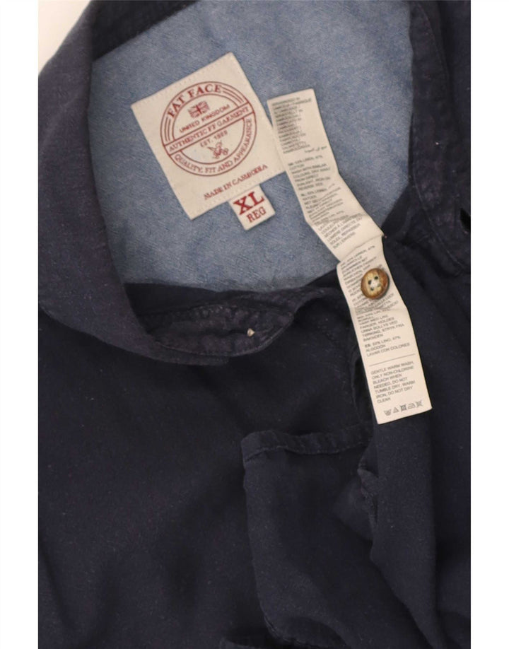 Fat Face Herren-Hemd, kurzärmelig, reguläre Passform, XL, Marineblau, Leinen