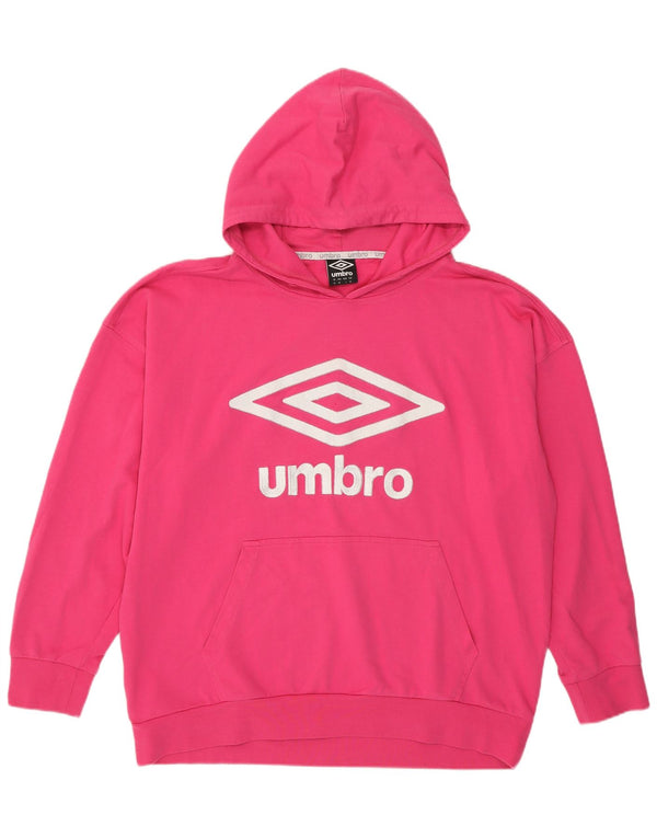 UMBRO Damen-Pullover mit übergroßem grafischem Kapuzenpullover, UK 14, mittelrosa, Baumwolle