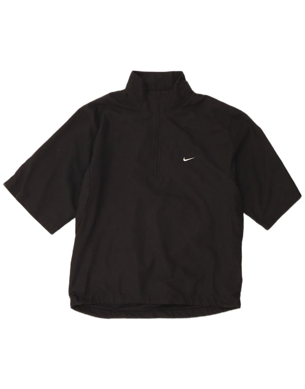 Nike Herren Kurzarm Pullover Trainingsanzug Top Jacke UK 39/41 Medium Schwarz