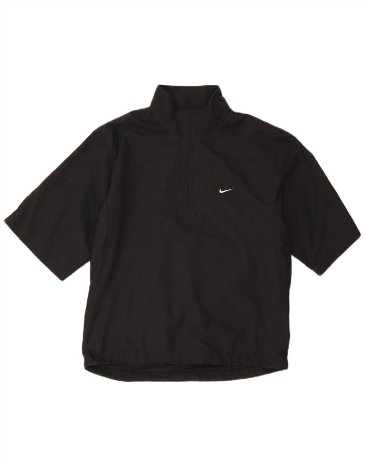 Nike Herren Kurzarm Pullover Trainingsanzug Top Jacke UK 39/41 Medium Schwarz
