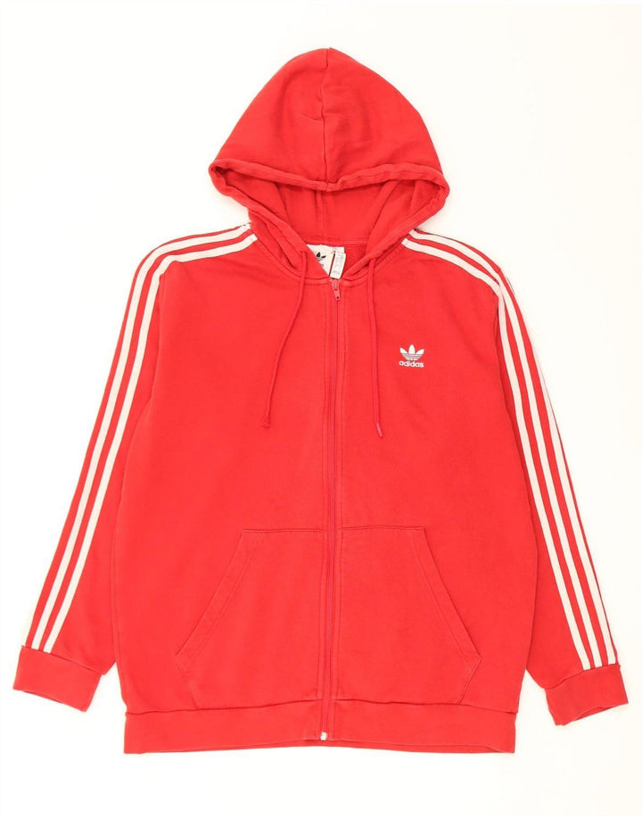 Adidas Herren-Kapuzenpullover mit Reißverschluss, groß, aus roter Baumwolle