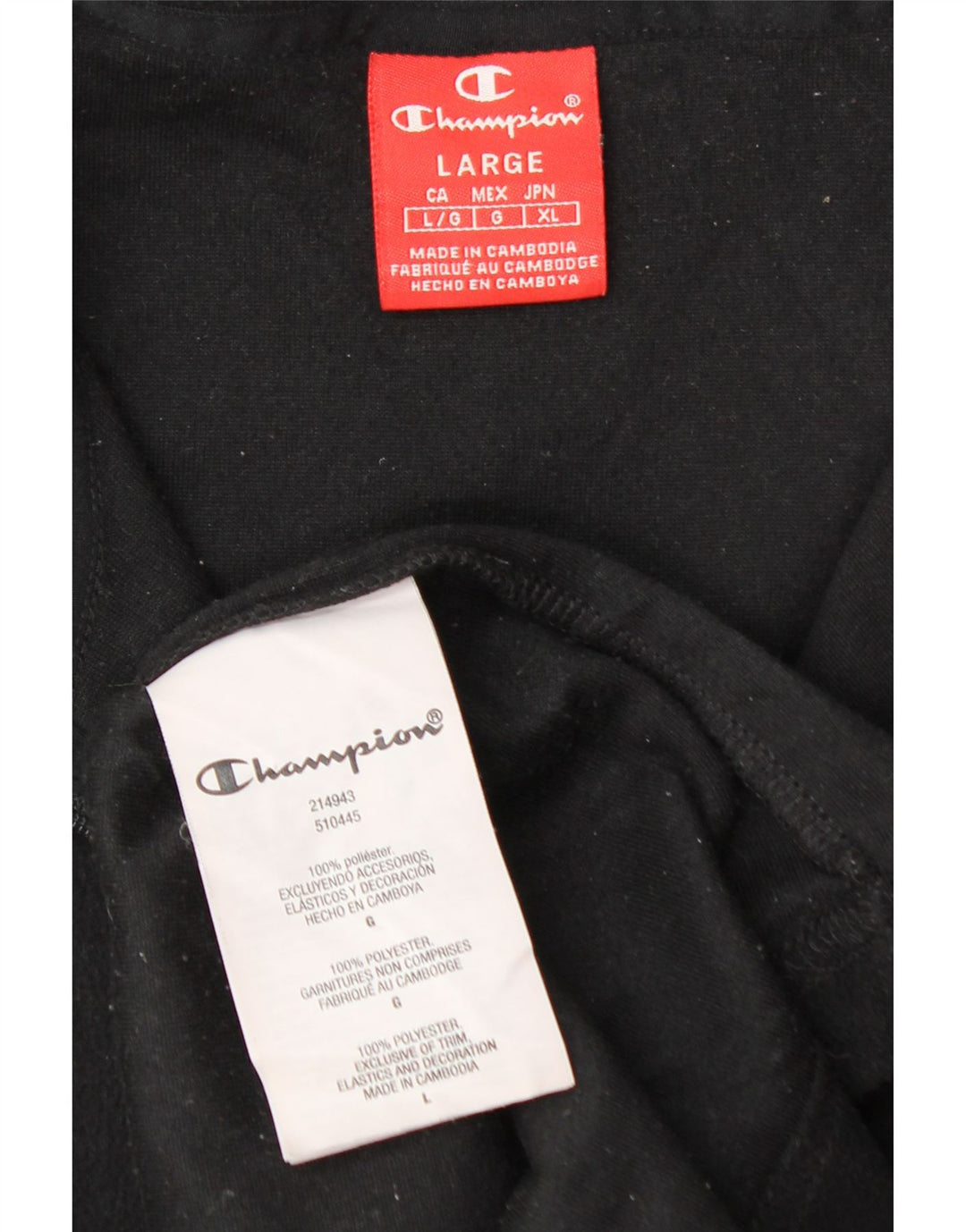 CHAMPION Herren-Fleecepullover mit Reißverschluss am Hals, großes, schwarzes Polyester