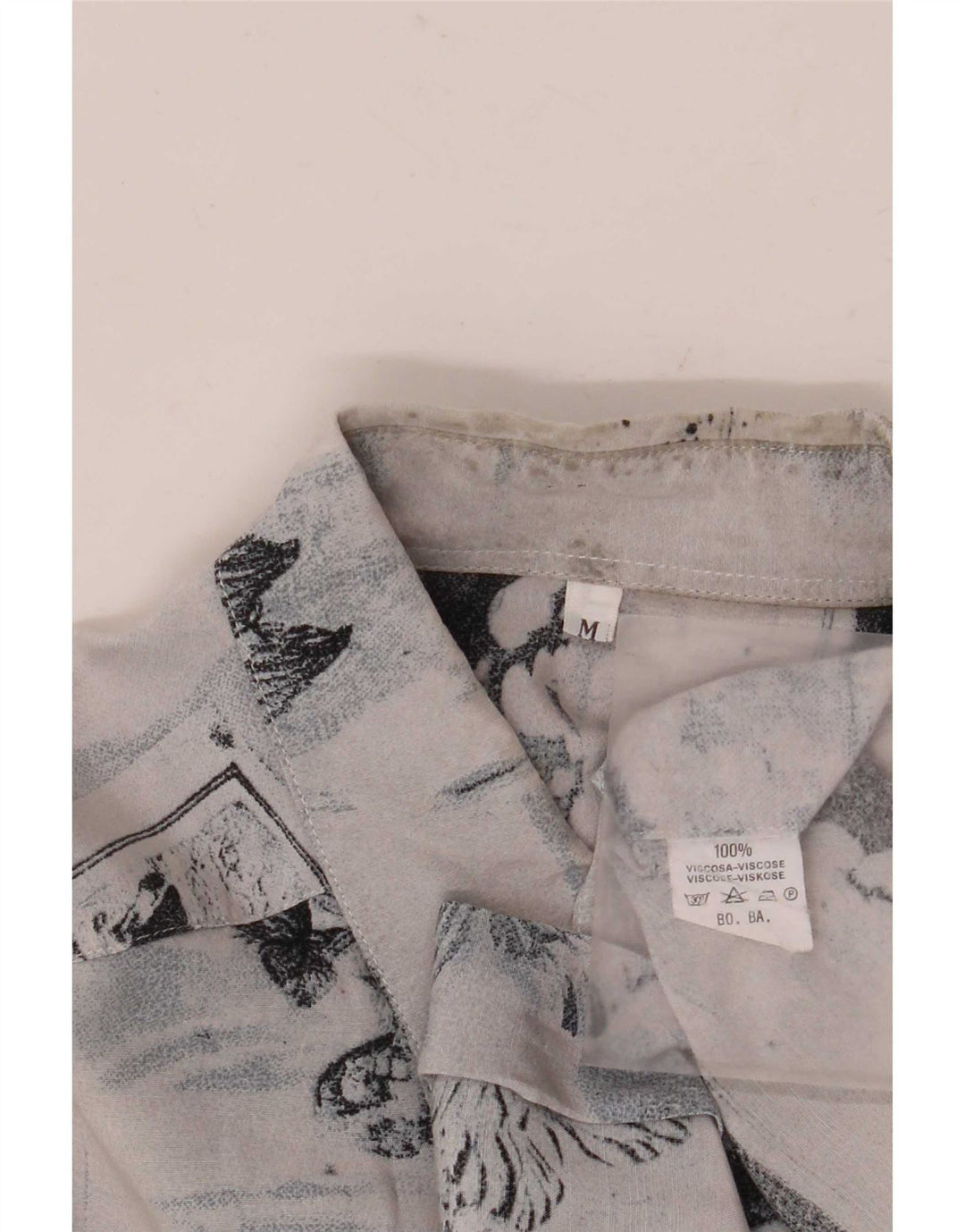 Vintage Herrenhemd Mittelblau Patchwork Viskose