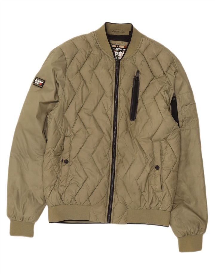 Superdry Herren Wattierte Jacke UK 40 Large Khaki Nylon